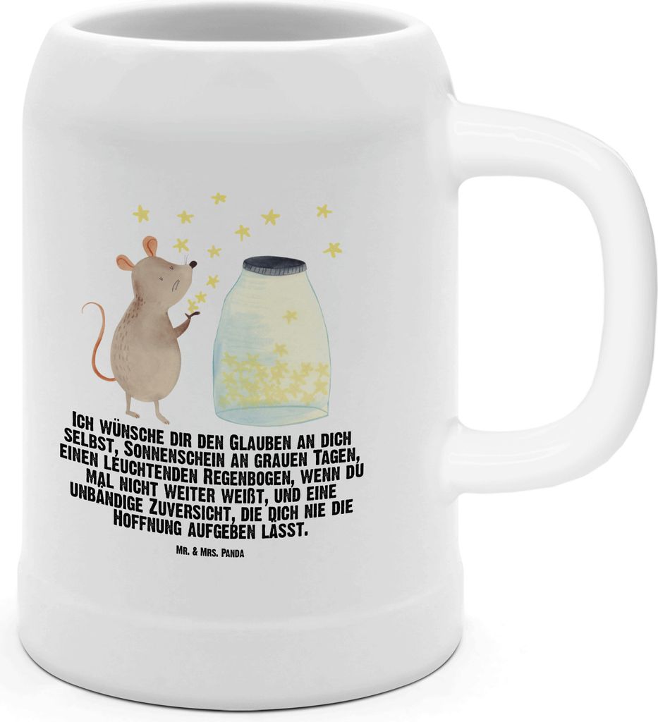 Mr. & Mrs. Panda Krug Maus Sterne - Weiß - Geschenk, Bierbecher, Gute Laune, Schwangerschaft, Steinkrug, Wunsch, Seidel, Taufe, Keramikkrug, Humpe...