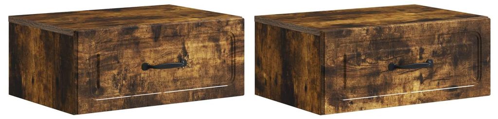 Wandmontierter Nachttisch 2 pcs Geräucherte Eiche Holzwerkstoff
