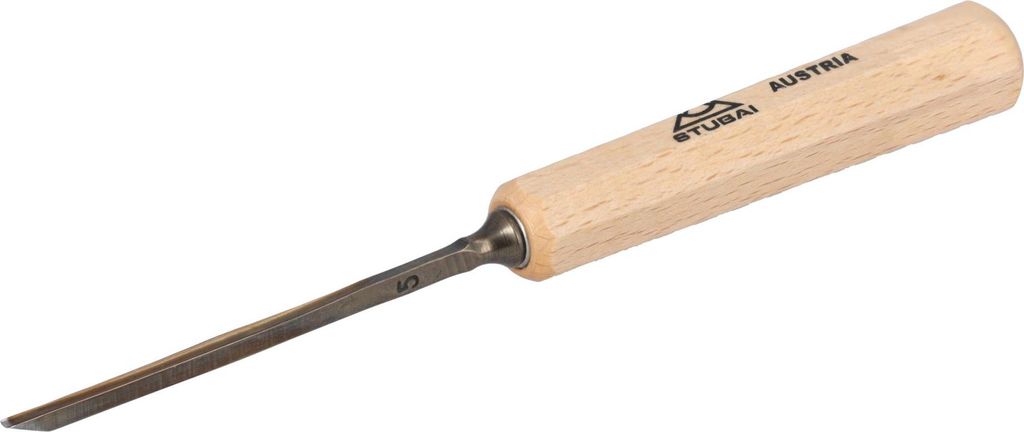 STUBAI Stemmeisen Stechbeitel Serie 52 - Form 5 | Gerades Hohleisen - 2 mm, mit Holzgriff, zum Vorstechen, für Anschlagarbeiten, Schrupparbeiten, ...