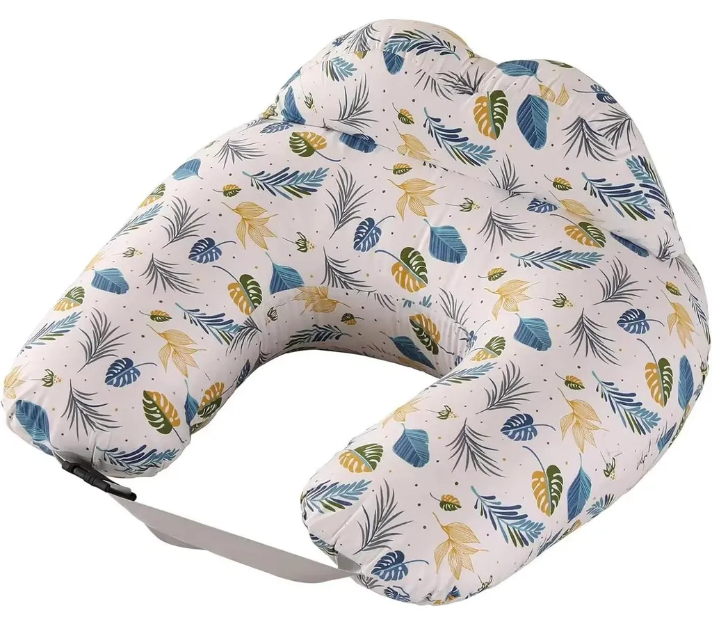 Coussin de maternité évolutif réglable en coton à motif feuilles bleues