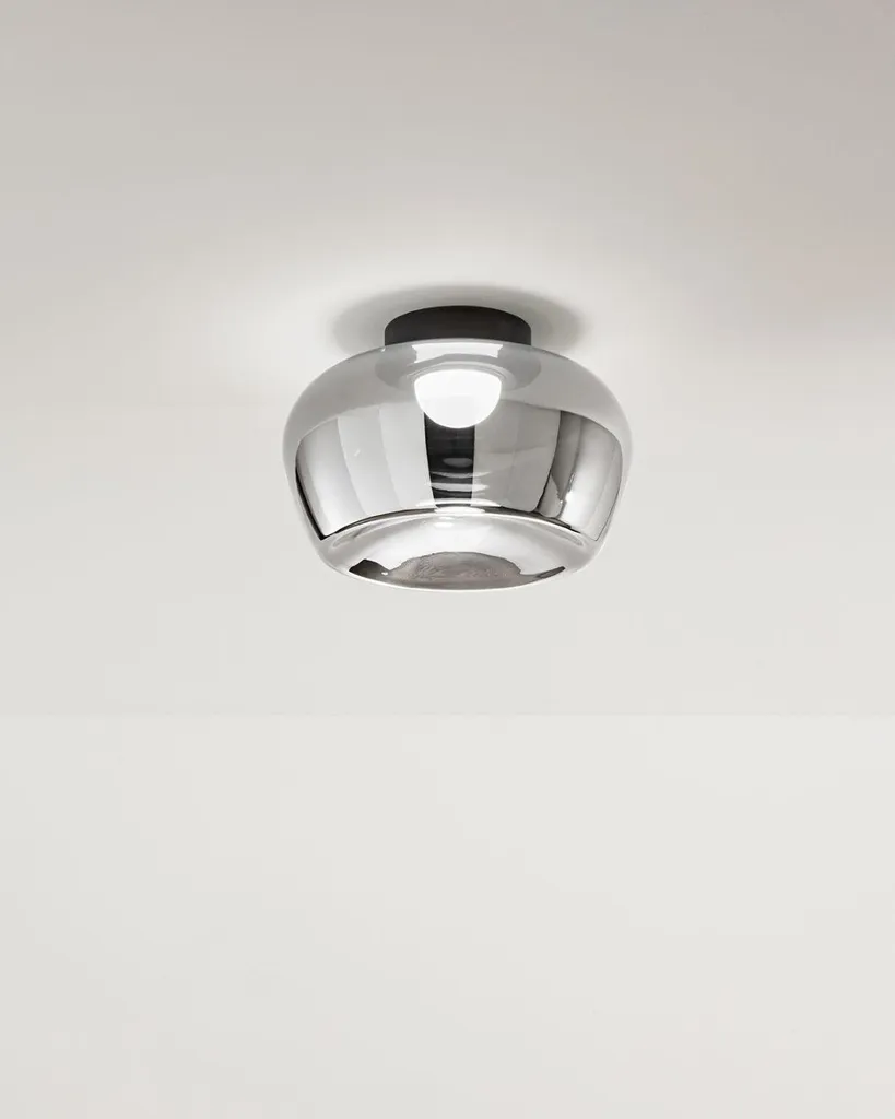 Luminaire LED Dimmerable 3000K verre miroir et métal noir mat Perenz