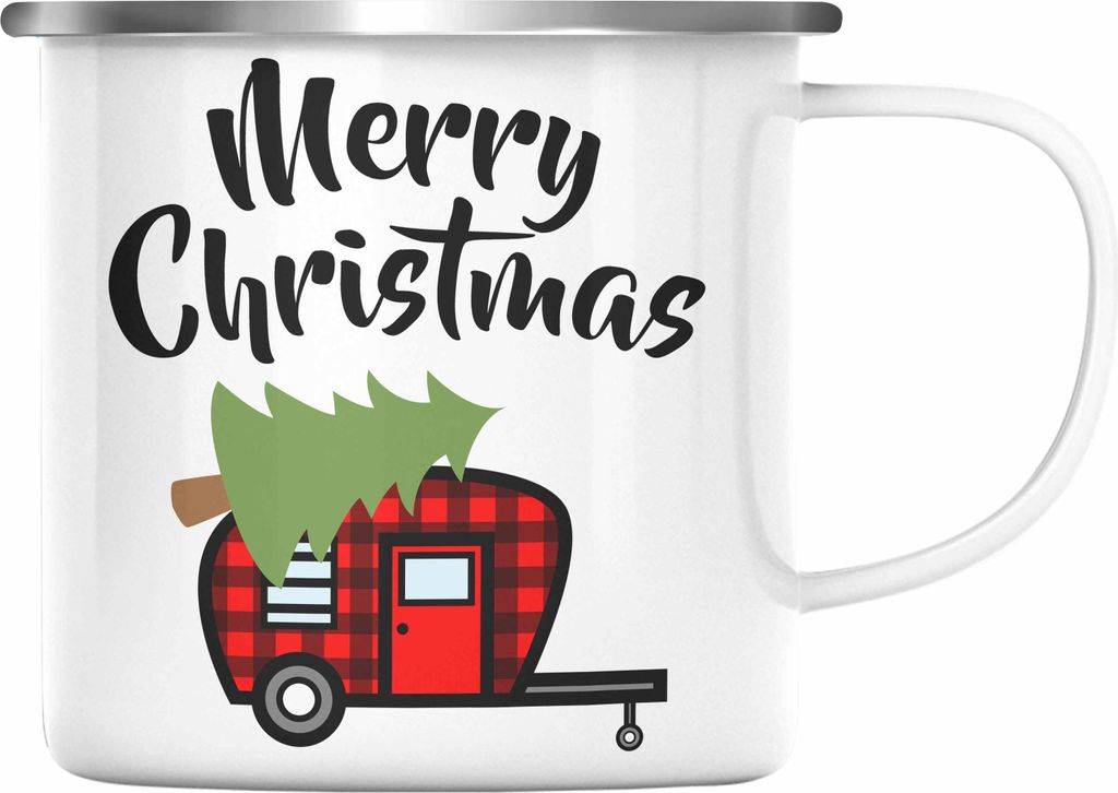 Trendation - Weihnachten Emaille Tasse Merry Christmas Kinder WeihnachtsEmaille Tasse Lustig Geschenk Becher Jungs Jungen Mädchen Cute Lebkuchen G...