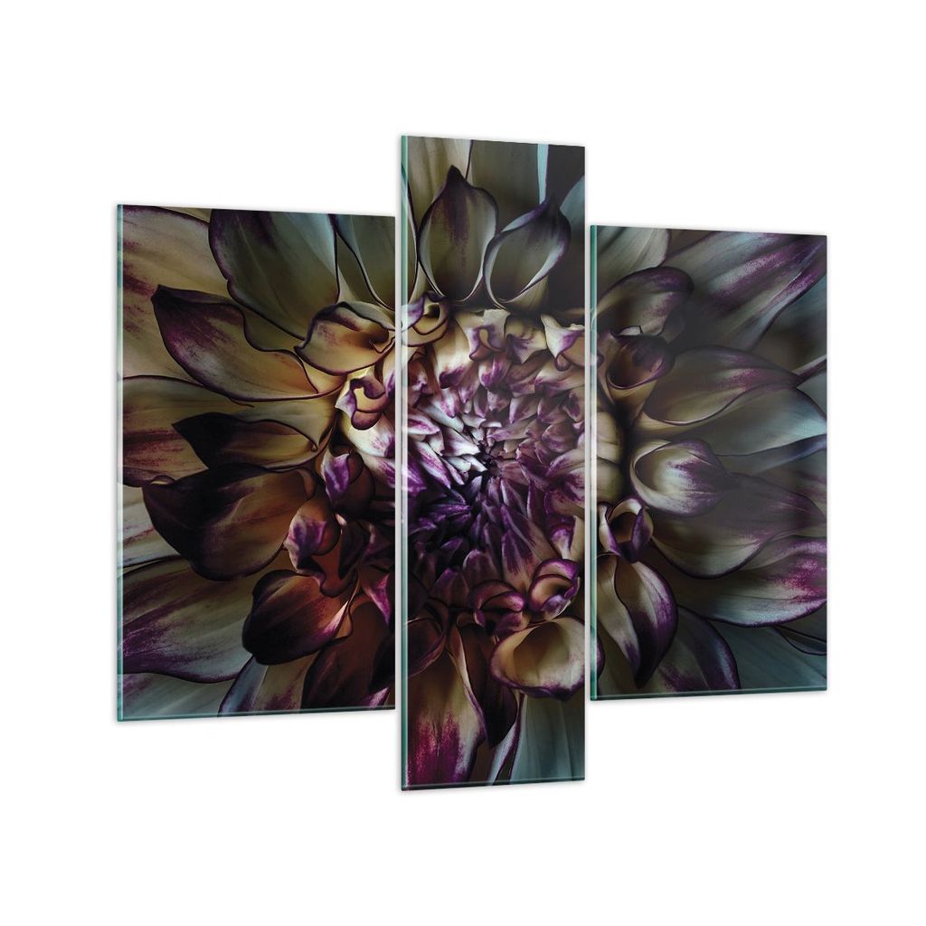 Bilder auf glas - 3 Teile - Blätter Agave Blume - 95x80cm - Glasbilder - Wandbilder - Bilder - zum Aufhängen bereit - Wanddekoration aus Glas - G...