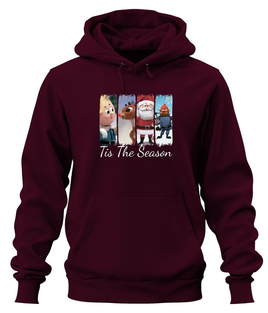 Rudolph Tis The Season Rentier Weihnachtsmann Yukon Cornelius Uni Hoodie Kapuzenpullover, Burgundy, 3XL
