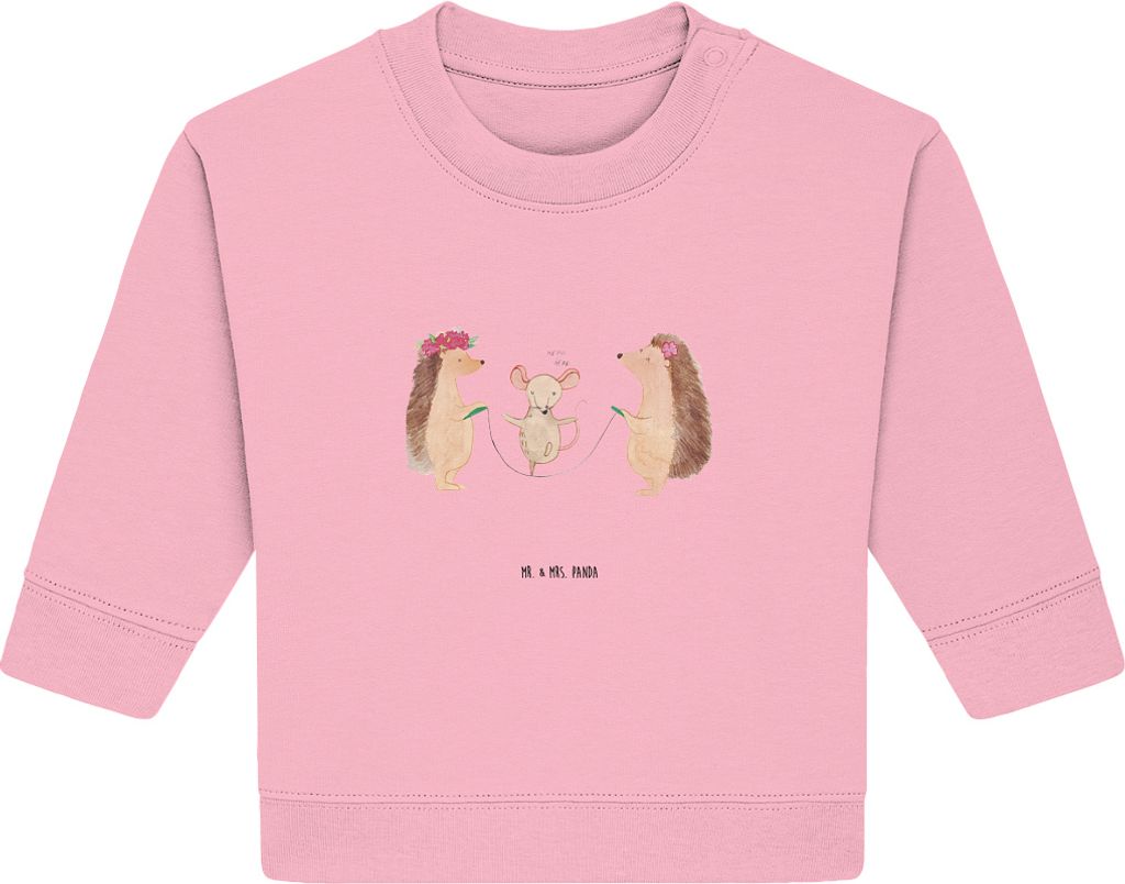 Mr. & Mrs. Panda Organic Baby Pullover Igel Seilhüpfen 24. - 36. Monat - Baumwolle Pink - Geschenk, Maus, Kinder, Lustige Sprüche, Seilspringen, ...