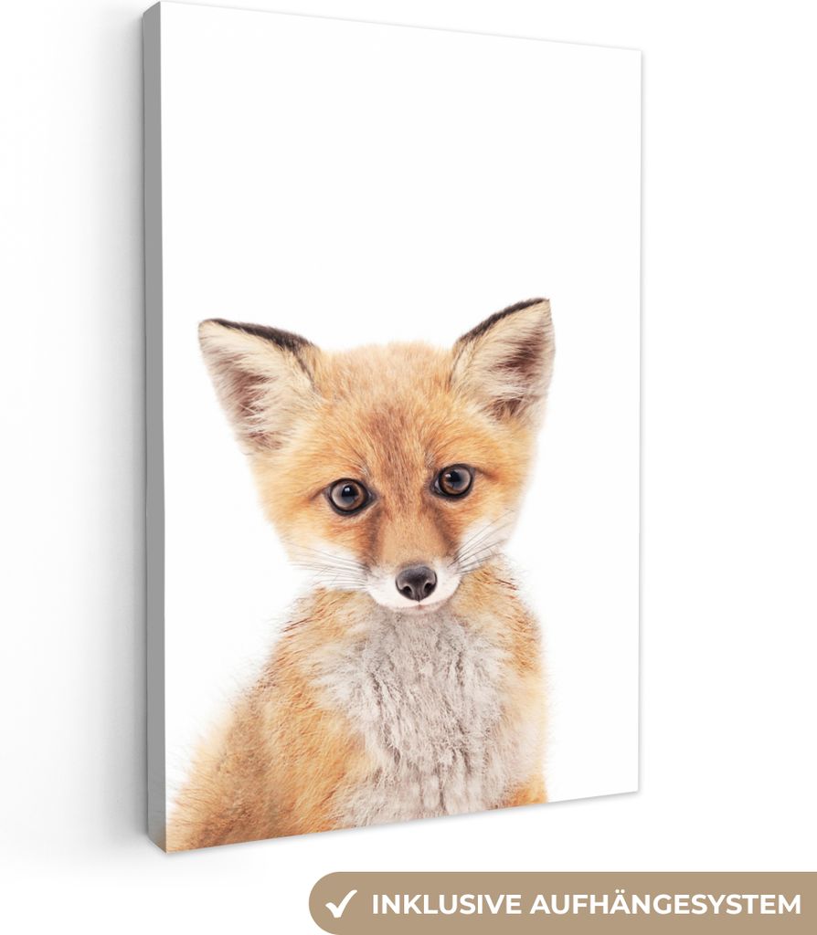 OneMillionCanvasses - Leinwandbilder - 90x140 cm, Fuchs - Tiere - Orange - Natur, Wandbilder Kunstdruck Wanddekoration - Foto auf Leinwand - Gem...