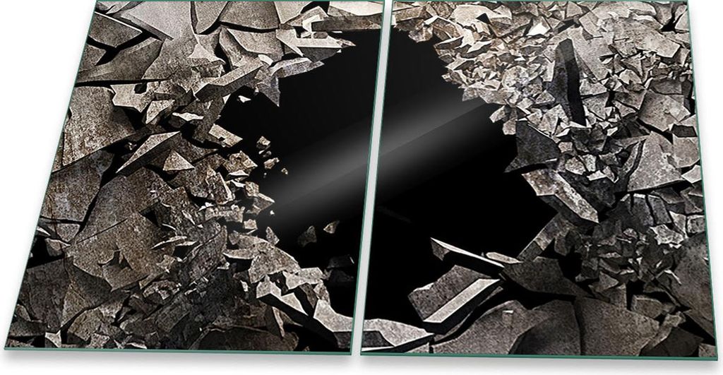 Herdabdeckplatten Spritzschutz Glas Universal 2-Teilig 2x40x52 Abstrakt Grau