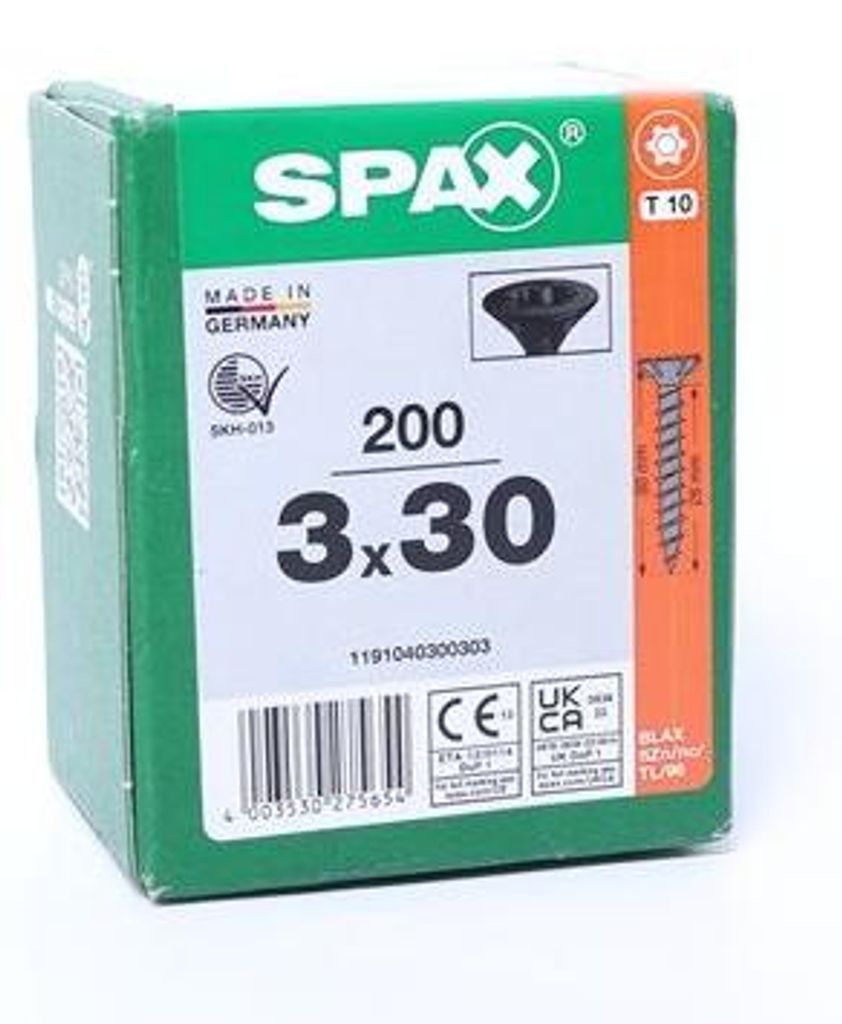 SPAX Senkkopfschraube 3x30 Vollgewinde Schwarz Produktbild 