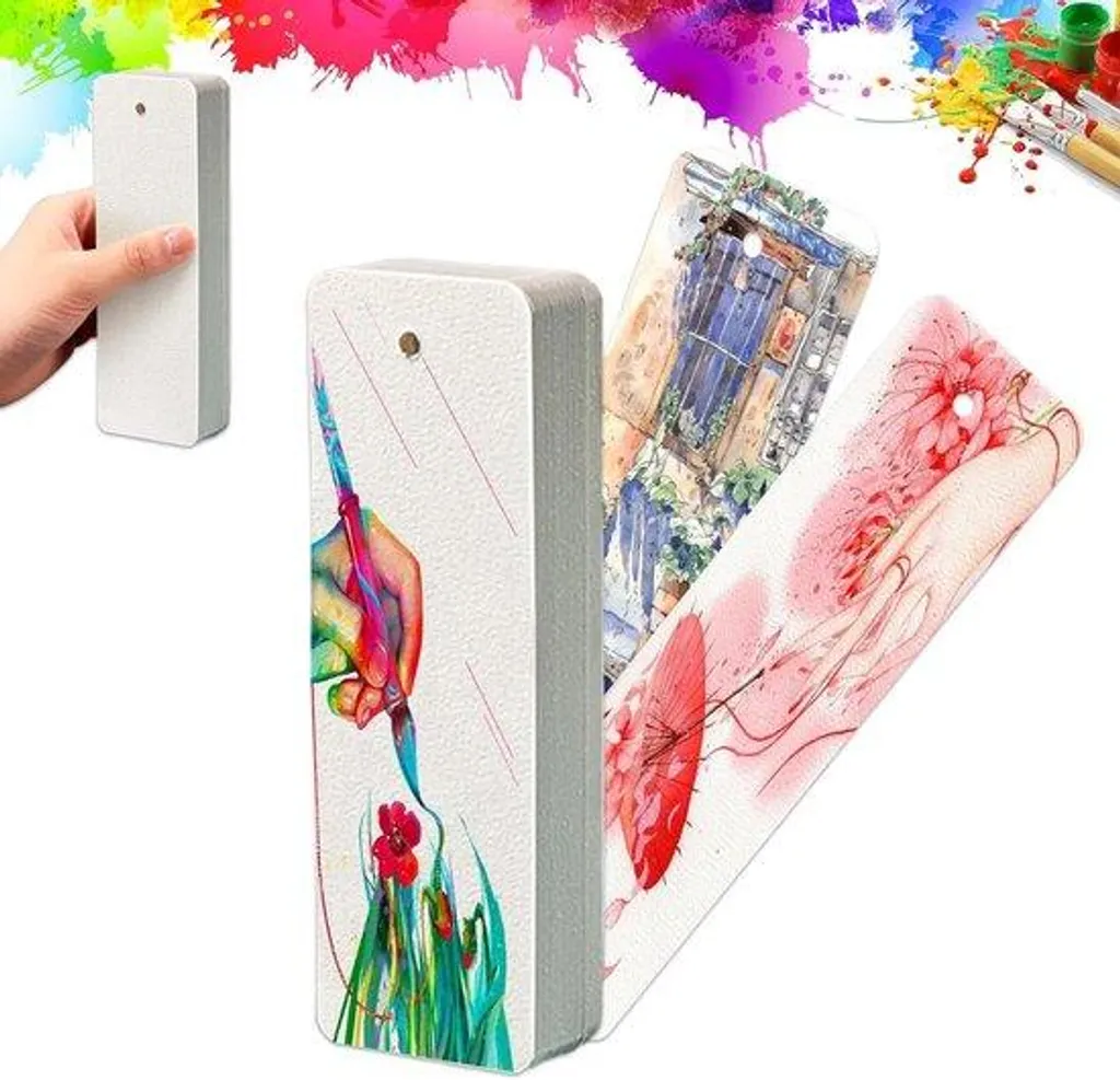 Papier aquarelle anti-gondolage 300g 5x15 cm pour marque-pages - 50 pcs