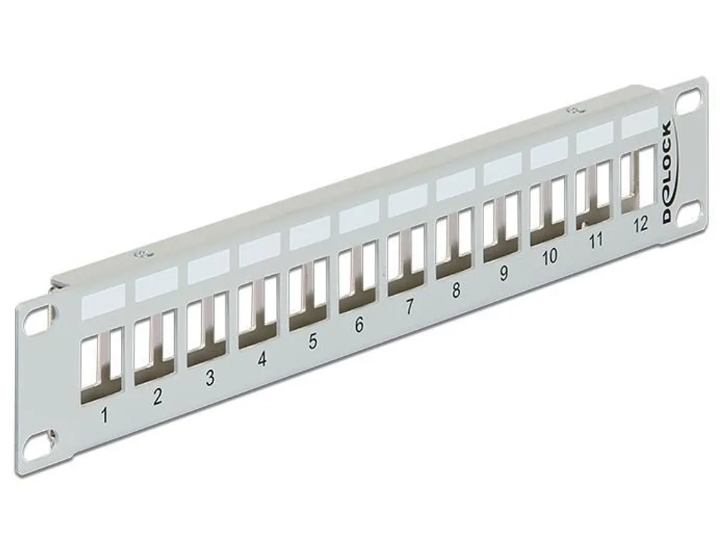 Panneau de Brassage Vide 12 Ports Keystone 1U en Métal Gris Delock
