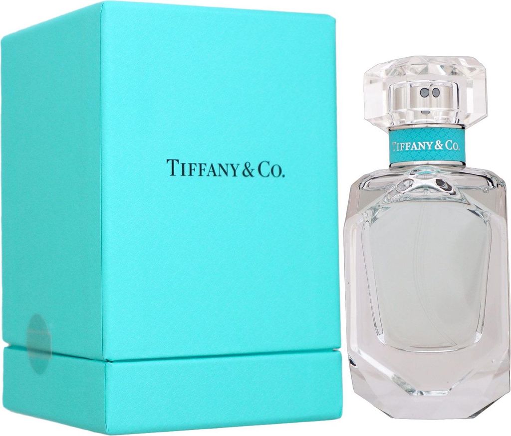 A Tiffany & Co. perfume bottle and its box are displayed against a white background.