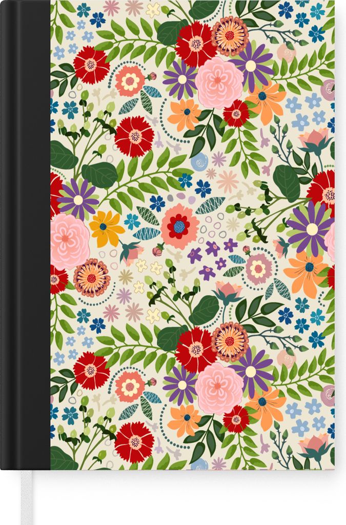 MuchoWow Notizbuch Tagebuch Haushaltsbuch Notebook A5 Blätter - Blumen - Design - Notizblock - Notizheft - Notebook - Schreibblock - Papier