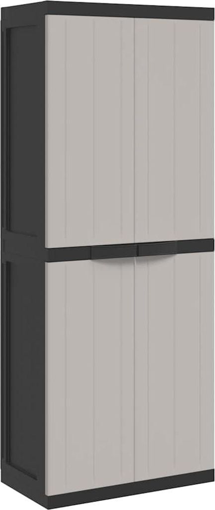 vidaXL Gartenschrank Grau und Schwarz 65x37x165 cm PP Produktbild 