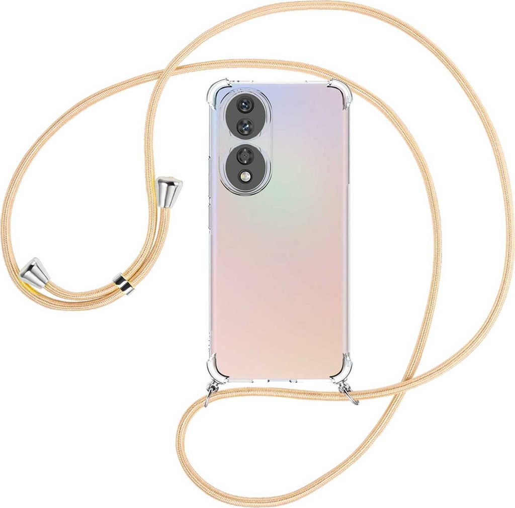 Handykette Backcover-Schutzhülle mit Band (Metall silberfarben) für Honor 90 5G (REA-AN00, 6.7'') - Goldkordel