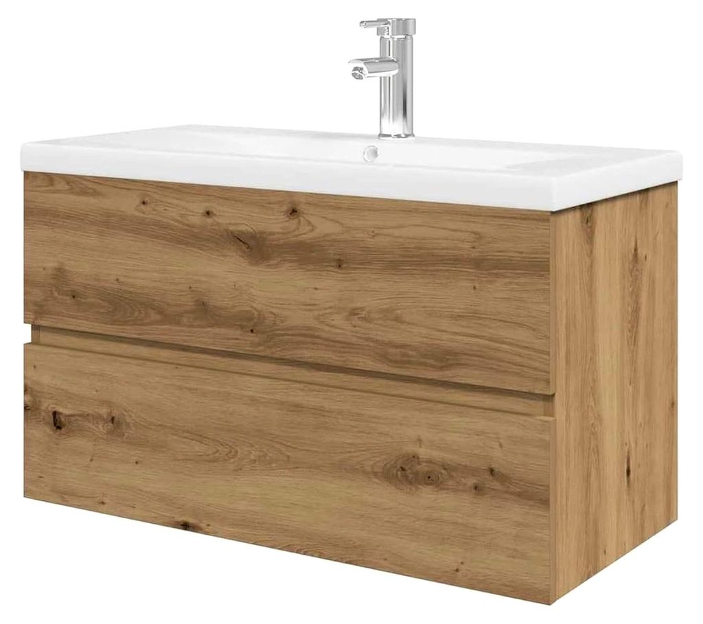 Waschbeckenunterschrank mit Einbaubecken und Wasserhahn, Bad Waschtisch