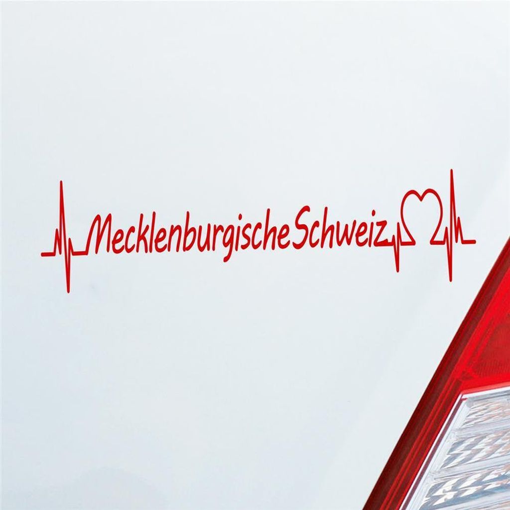 Auto Aufkleber Mecklenburgische Schweiz Puls Herzschlag mit Ferien Region Motiv 19x5 cm Rot Sticker Heckscheibenaufkleber