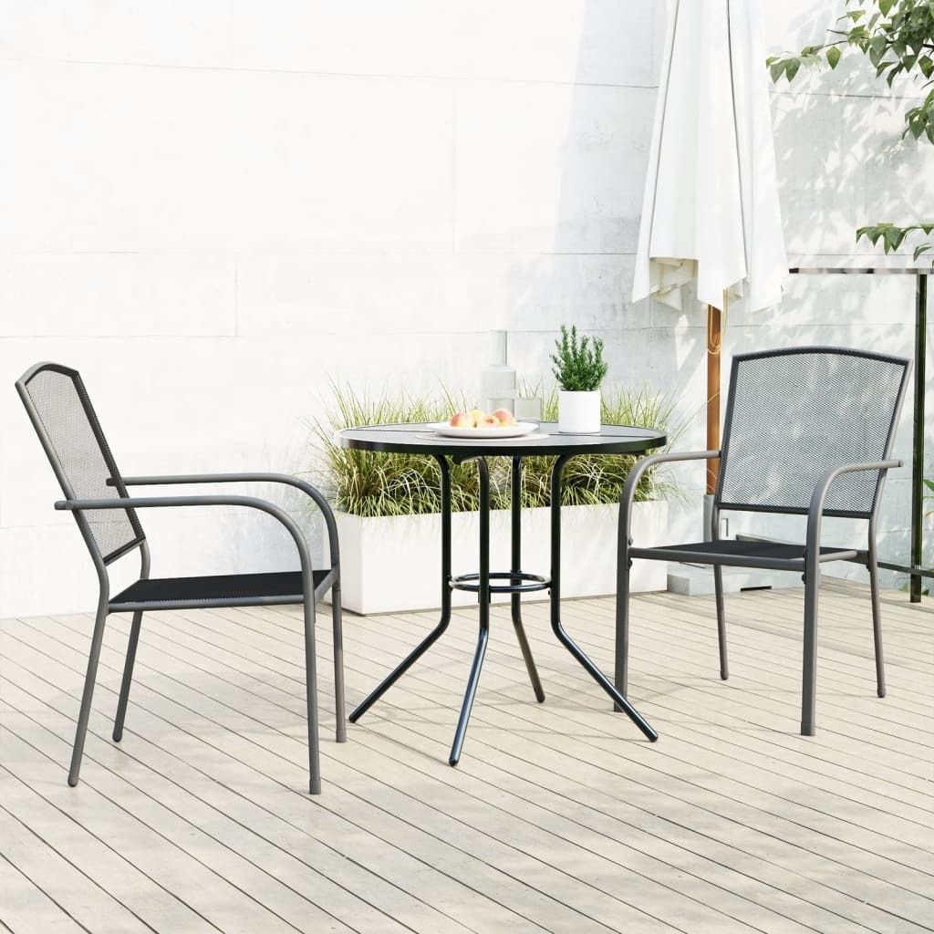 Maison Exclusive - Gartenstuhl-Set 3-tlg. Stapelbar Pulverbeschichteter Stahl