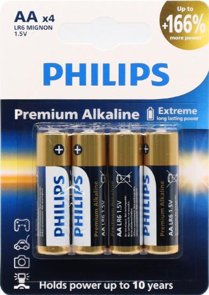 Philips Premium Alkaline AA 4 Stueck - Batterie - Mignon (AA)
