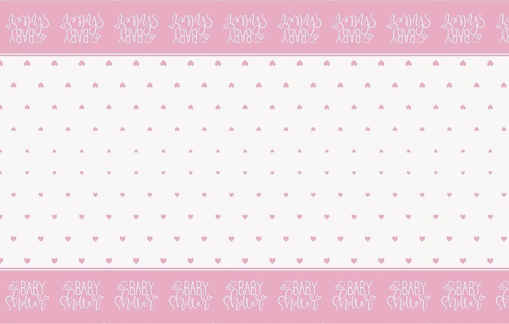 Rosa Babyparty-Folientischdecke mit Herzen für Mädchen, 137 Produktbild 