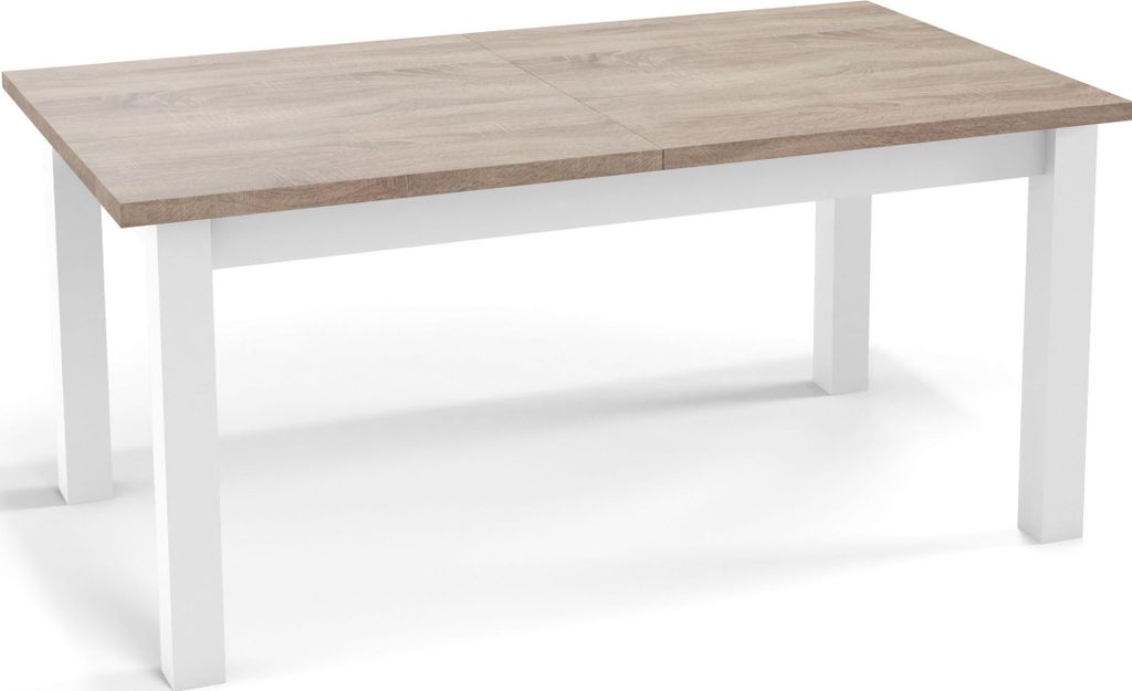 Moderner Rechteckiger Ausziehbarer Esstisch - Platzsparend - Weiße Holzbeine - 120 bis 160 cm - Hergestellt in EU - 120 x 67 cm - Sonoma Eiche