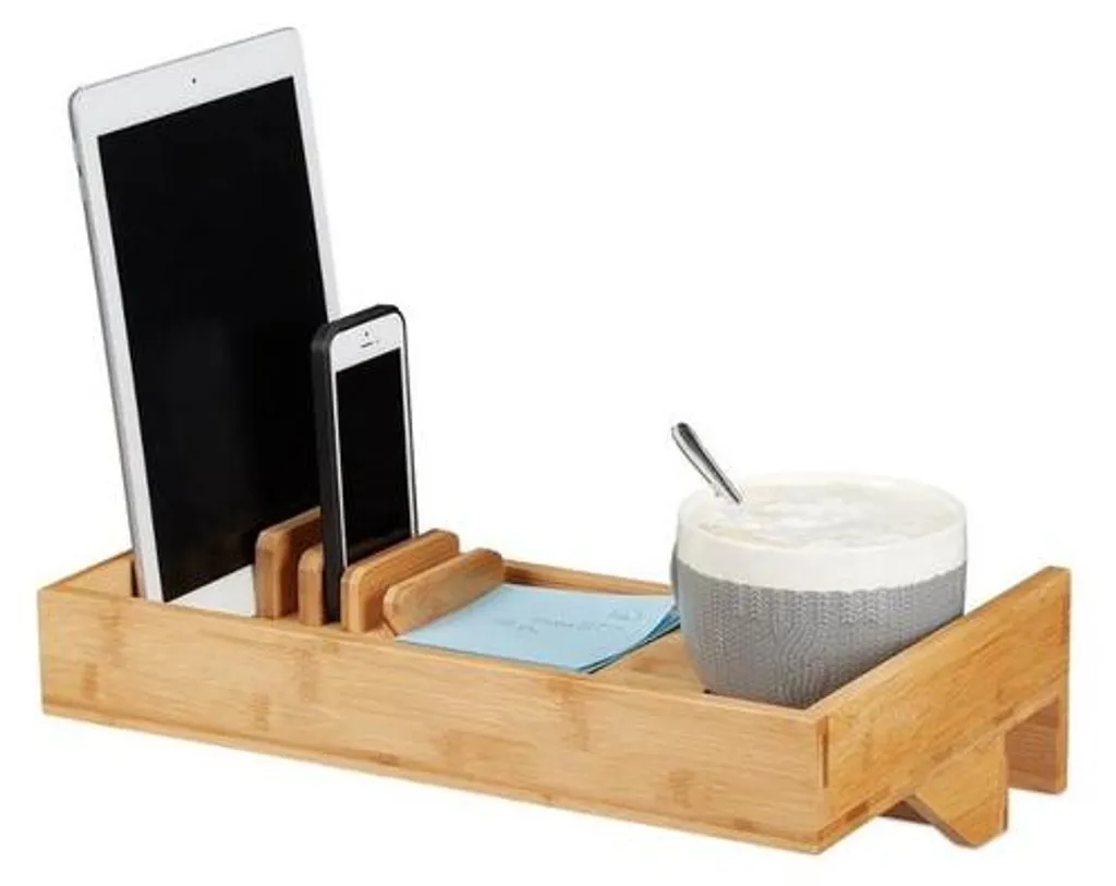 Tiroir de rangement bambou et verre trempé - Design naturel gain de place