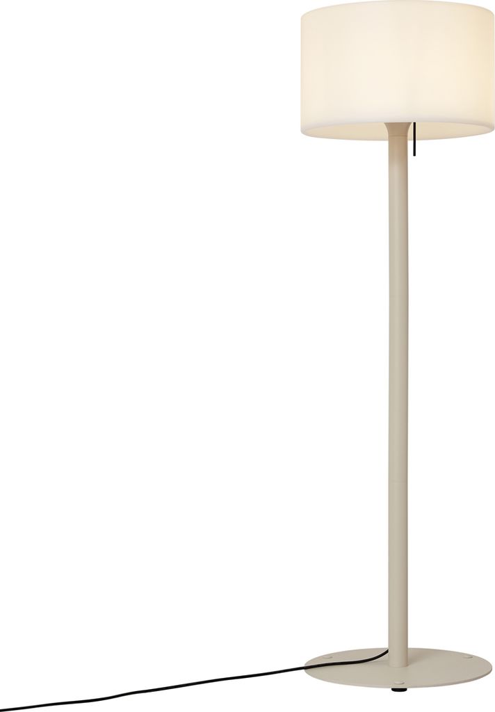 QAZQA - Modern Skandinavische Außen-Stehleuchte I Stehlampe I Standleuchte I Lampe I Leuchte Beige mit weißem Schirm IP44 - Mississippi I Außenb...