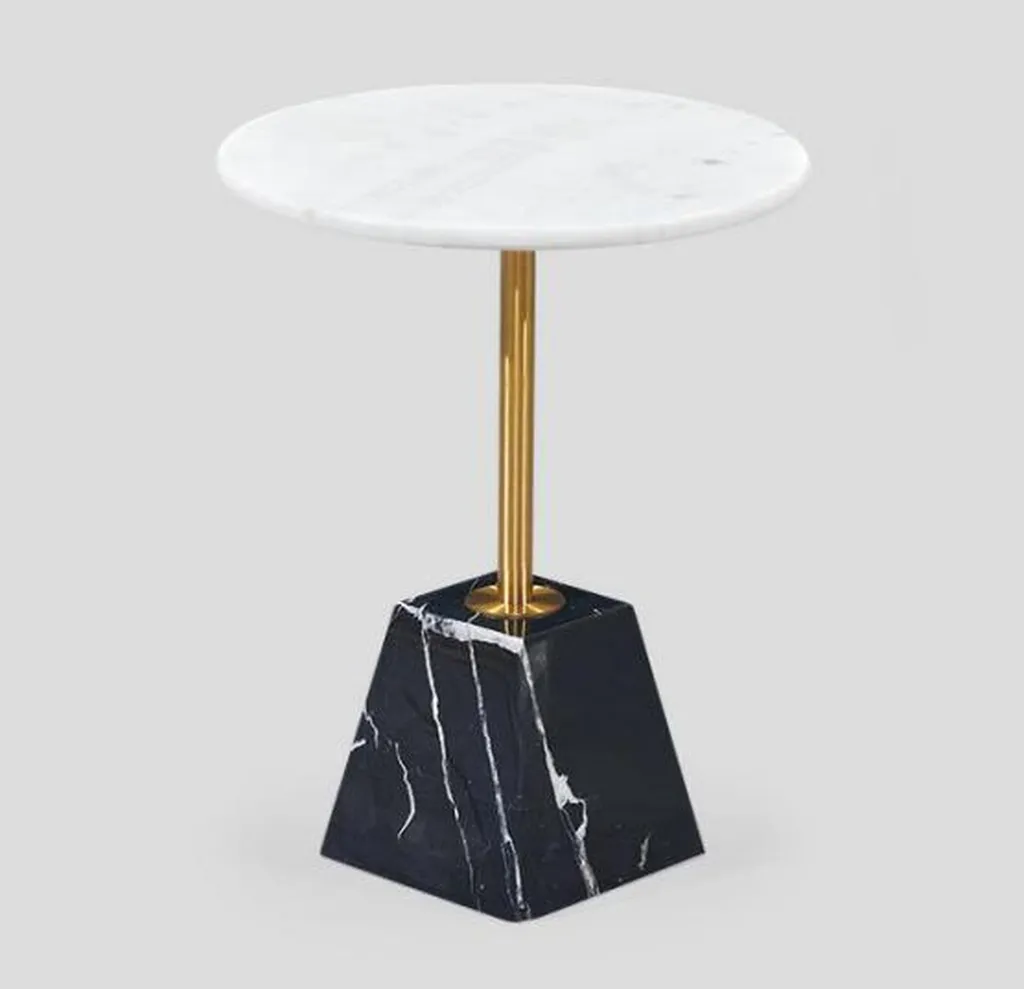 Guéridon Design Table d'Appoint Ronde en Marbre Meuble Salon Élégant