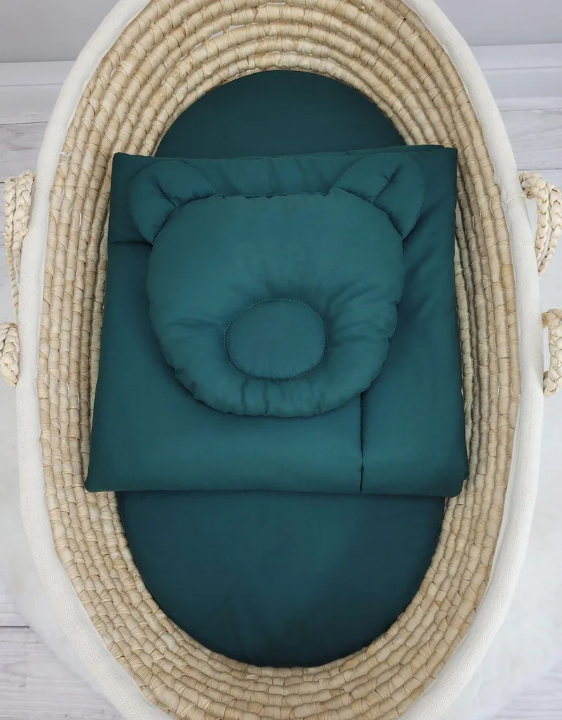Ensemble de lit bébé Miś 2 pièces avec couette et coussin vert bouteille
