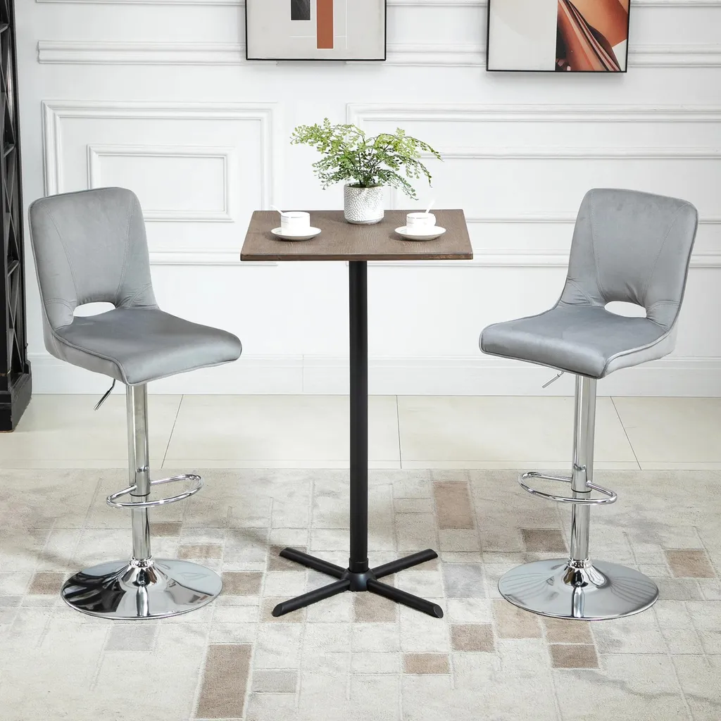 Lot de 2 Tabourets de Bar Ergonomiques Gris Clair : Confort et Gain de Place