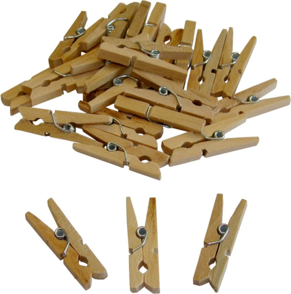 Puppen-Wäscheklammern aus Holz, 35mm, natur25 Stück