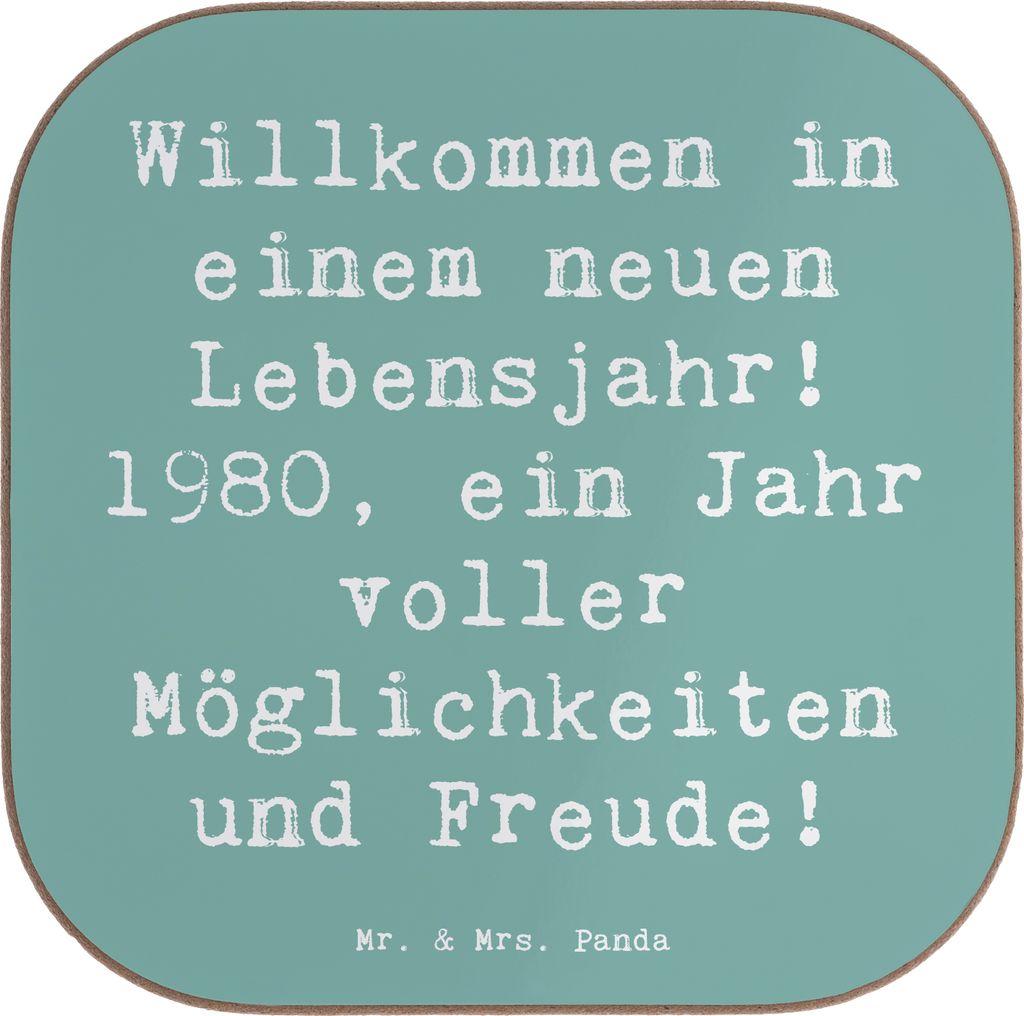 Mr. & Mrs. Panda Untersetzer Tasse Spruch 1980 Geburtstag - Meeresbrise - Geschenk, Alter, Geburtstagsfreude, Coaster, Holzuntersetzer, Geburtstags...