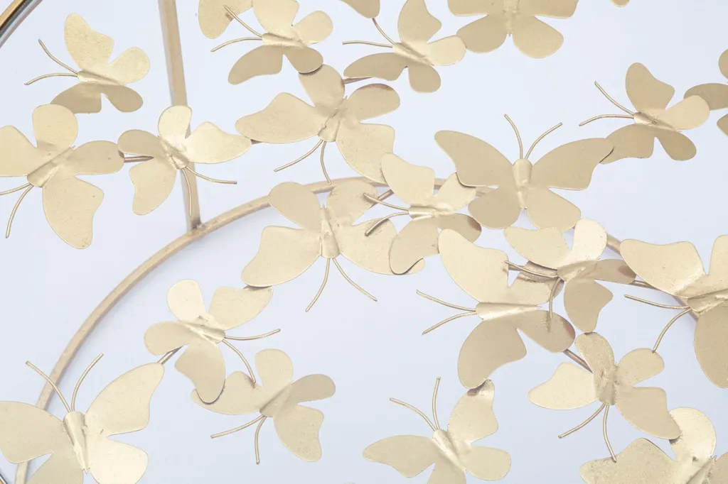 Table Basse Dorée Papillons 60cm en Métal : Design Élégant et Aérien