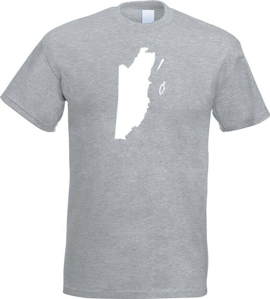 Kiwistar - T-Shirt - Graumeliert - Belize Umriss Kontur Herren Funshirt Bedruckt Design Sprüche Spruch Motive - mit Motiv Bedruckt - Funshirt Desi...