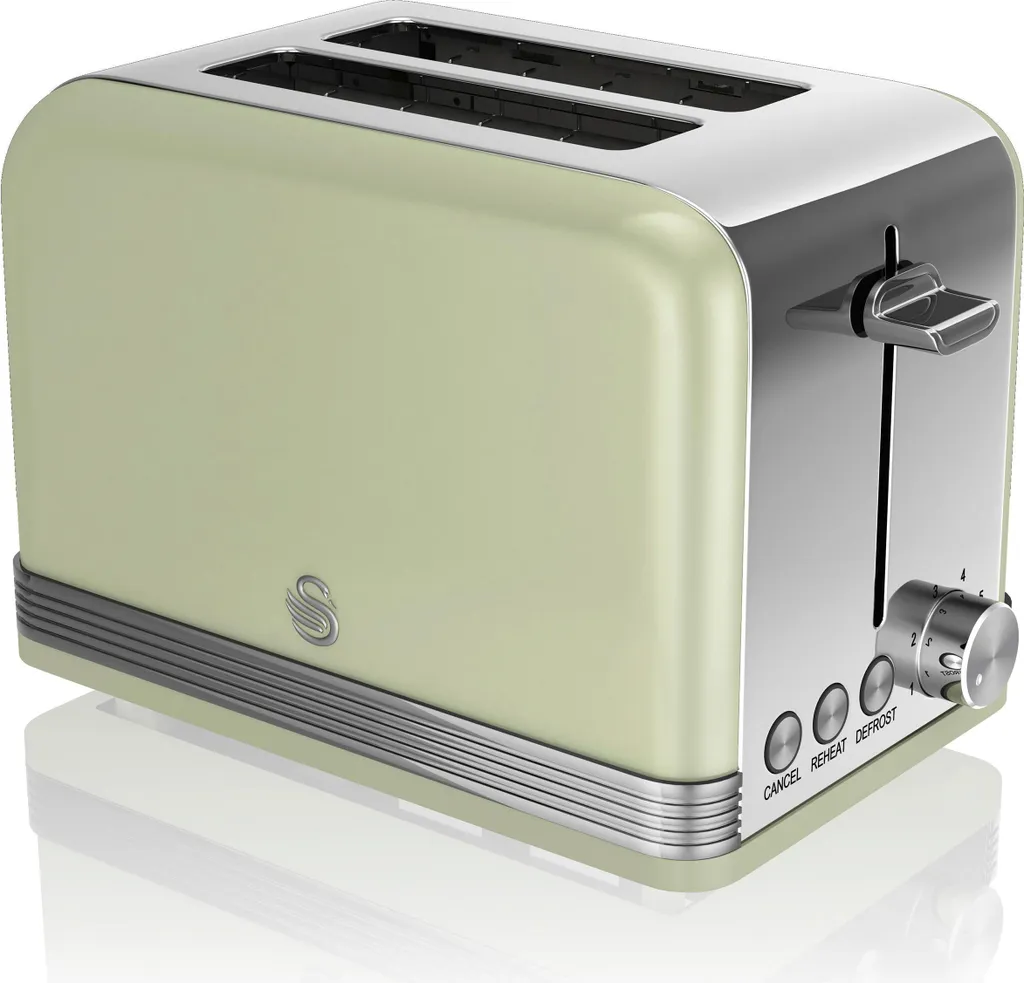 Swan ST19010GNEU Grille-pain Rétro Vert Vintage 2 Fentes Larges 815W