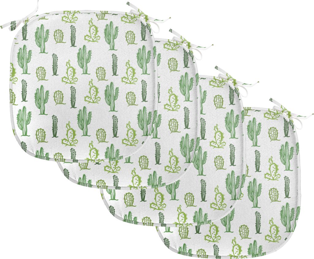 ABAKUHAUS Kaktus Polster für Esszimmerstühle, Cartoon Doodle Flora, Dekoratives wasserfestes Kissen mit Riemen für Küchensitze, 40 cm x 40 cm-4...