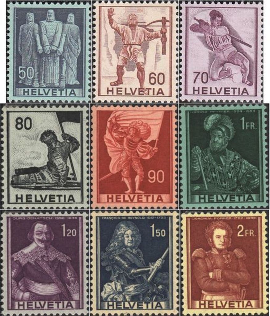 Briefmarken Schweiz 1941 Mi 377-385 (kompl.Ausgabe) gestempelt Historische Darstellungen