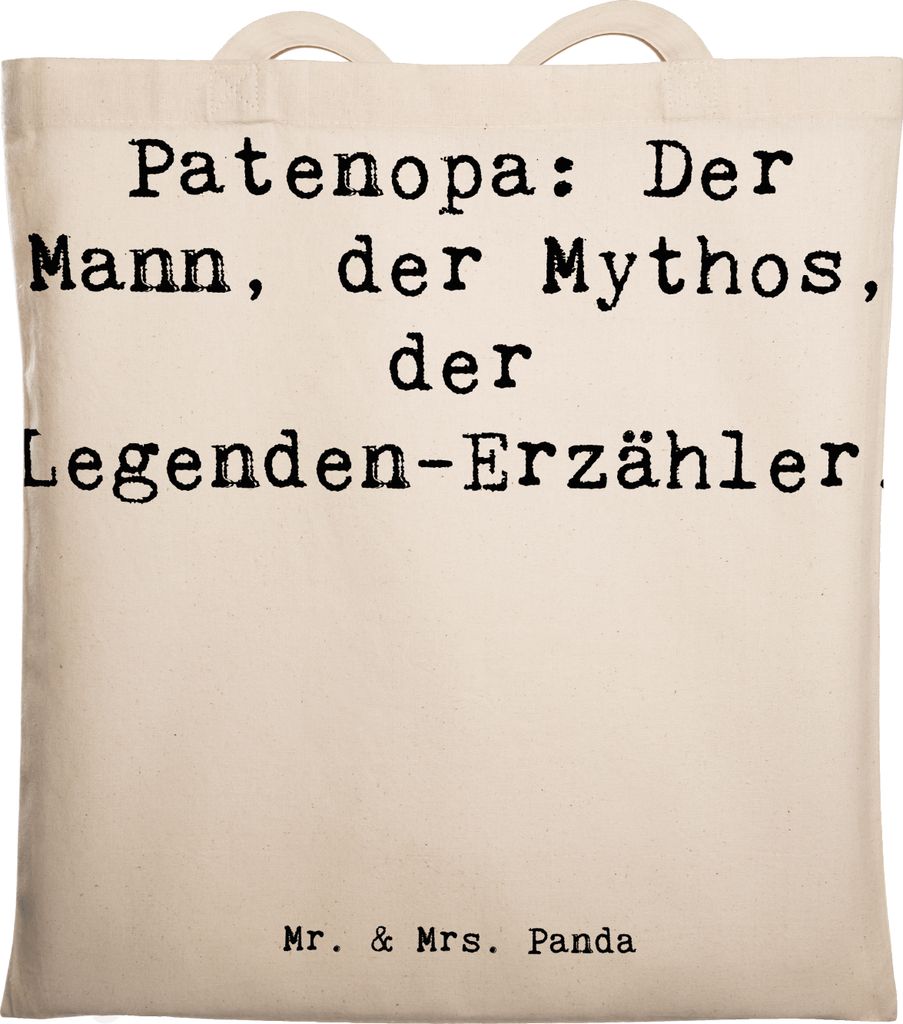 Mr. & Mrs. Panda Schultasche Spruch Patenopa Legende - Transparent - Geschenk, Großvater, Laptoptasche, canvas tasche, Tote Bag, Handarbeit, Handg...