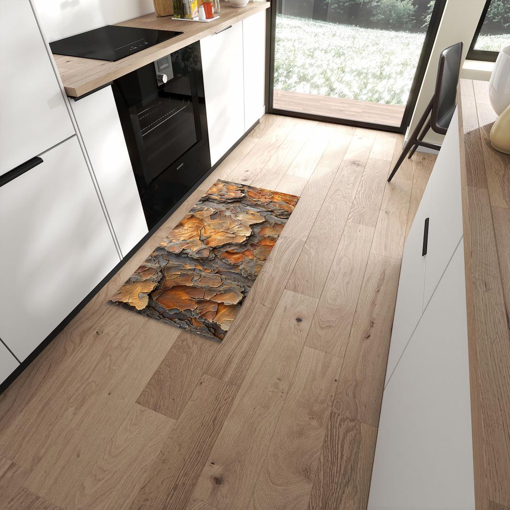 Küchenteppich 60x120cm rutschfest & abwischbar PVC Läufer - Rinde Struktur Formen
