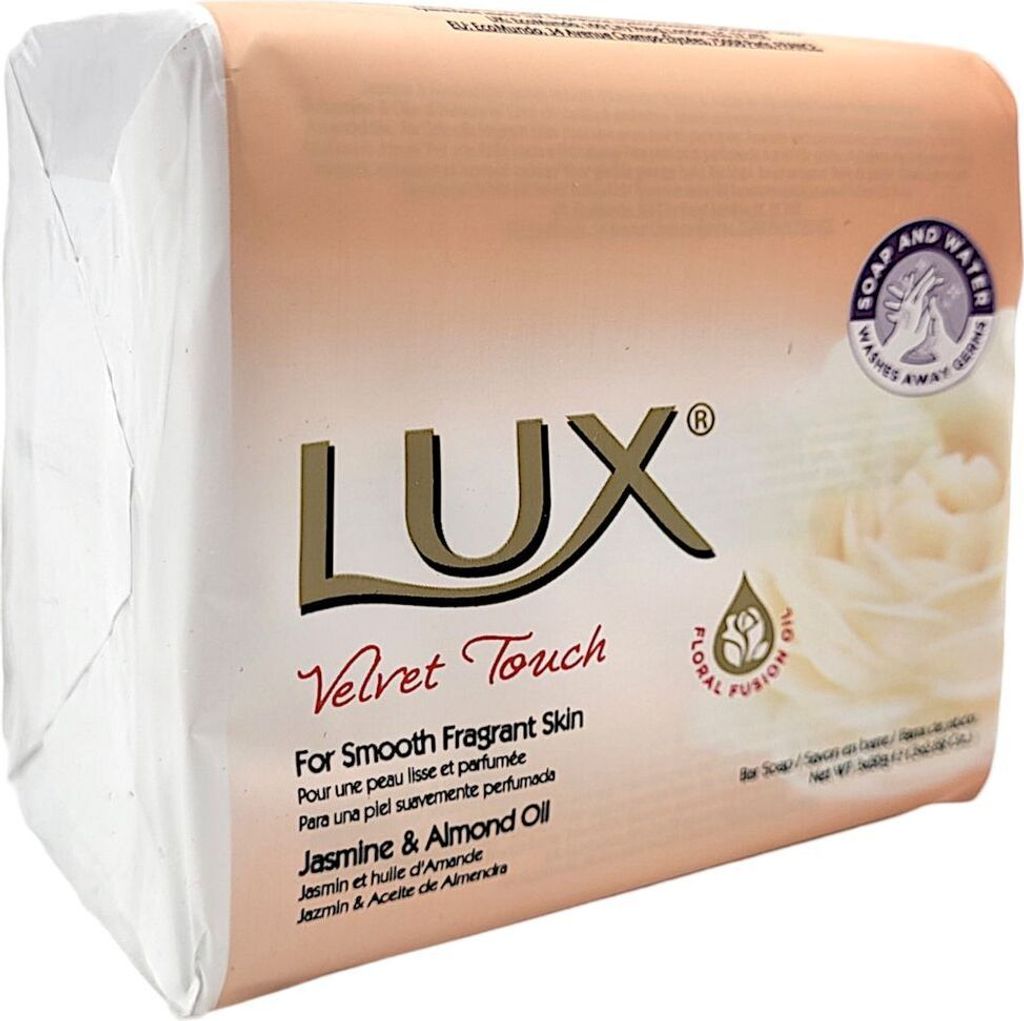 LUX Seifenstücke Velvet Touch 3er Pack à 80g Jasmin Mandelöl Seife Seifenstück Reinigungsseife Duftseife Jasmine Almond Oil