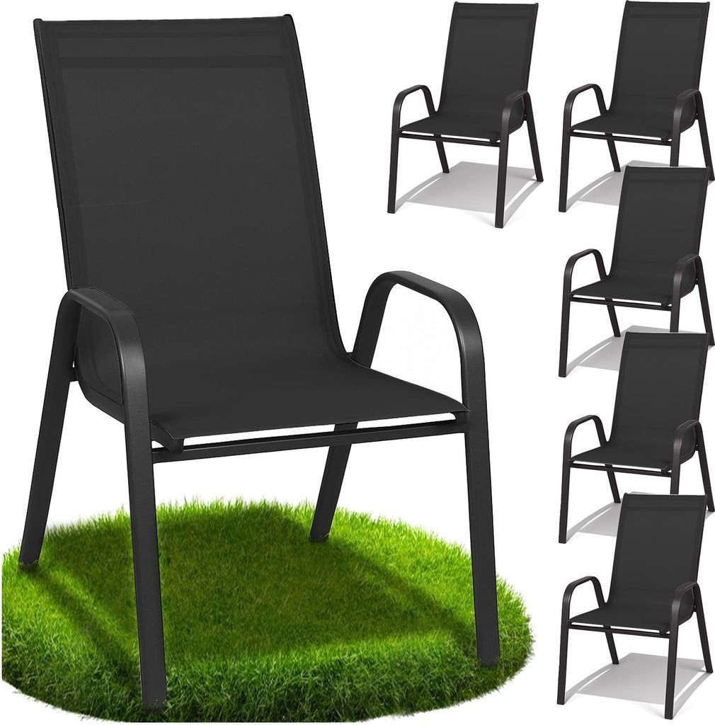 Gartenstuhl Metall schwarz Terrassenstuhl Balkonstuhl Gartensessel robust 6 Stück