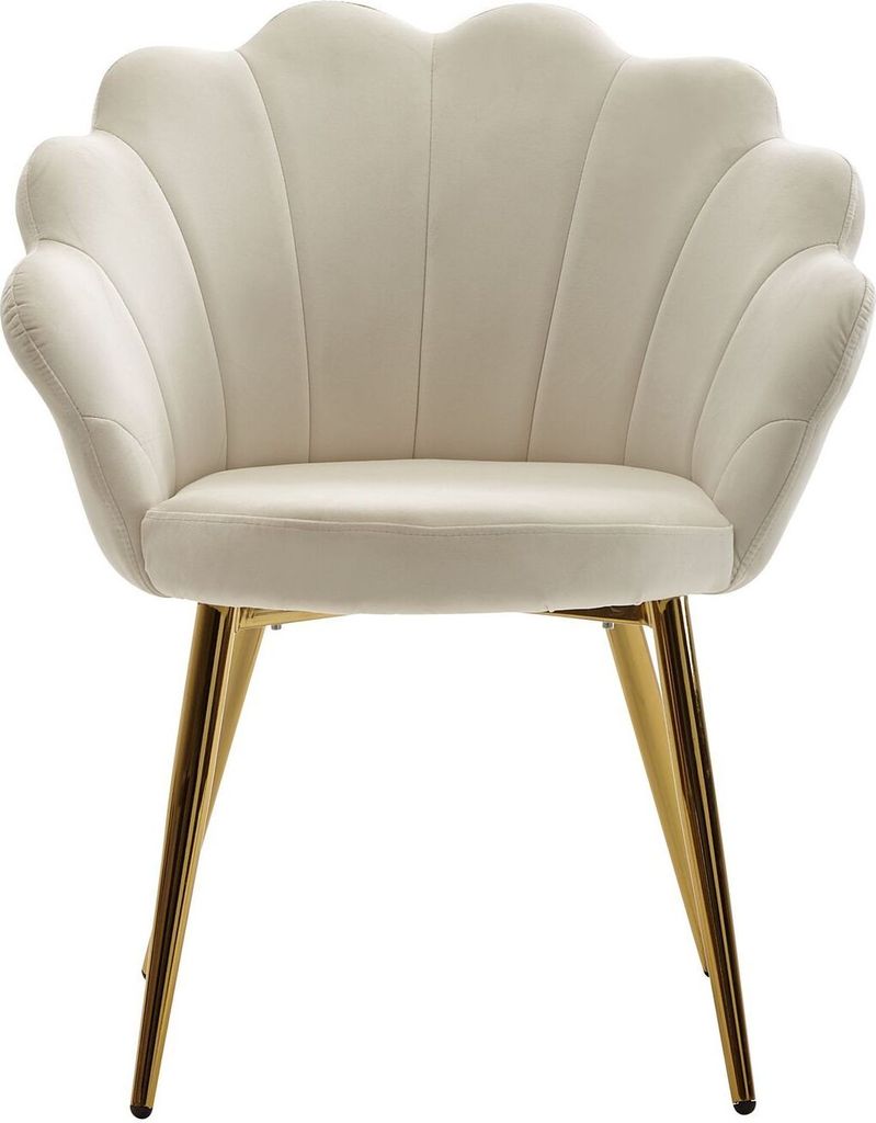 Chaise de salle à manger tulipe velours blanc | Wohnling Image du produit 