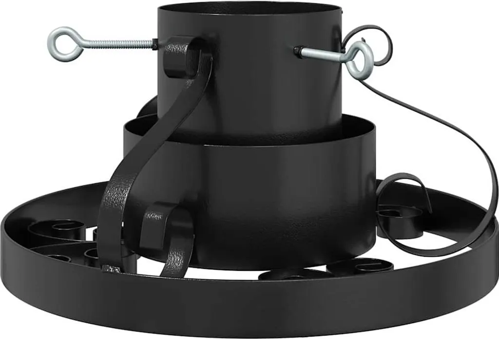 Pied de sapin de Noël 40x40 cm stable en acier noir avec réservoir d'eau
