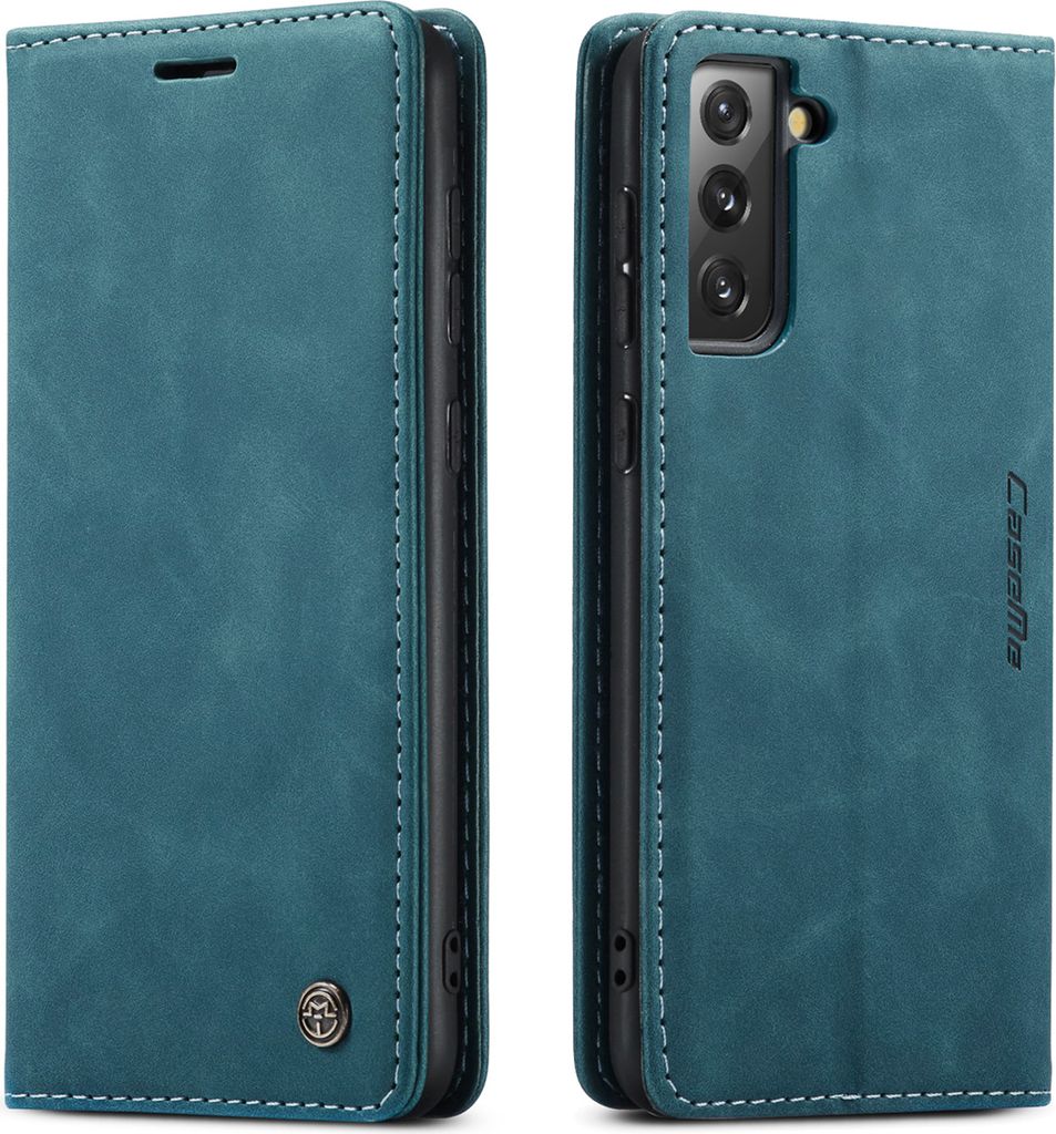 Samsung Galaxy S21+ 5G Hülle, LaimTop Retro Kunstledertasche mit Standfunktion Schutzhülle für Samsung Galaxy S21 Plus 5G Blau