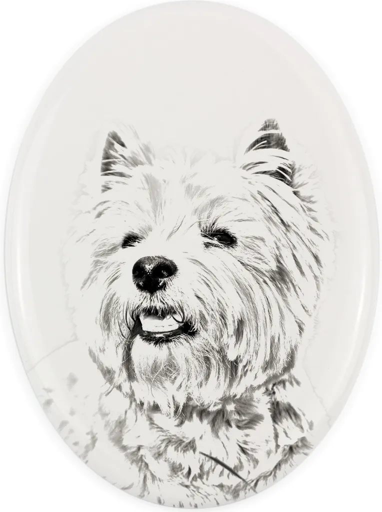 West Highland White Terrier - targa commemorativa con immagine di cane, lapide con stampa, targa ovale personalizzata del marchio Art-Dog