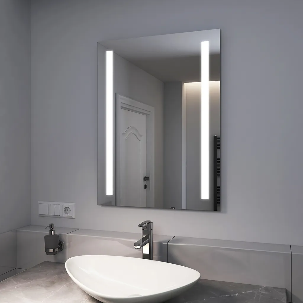 Miroir LED 80x60cm Idéal pour Maquillage et Rasage Précis avec EMKE