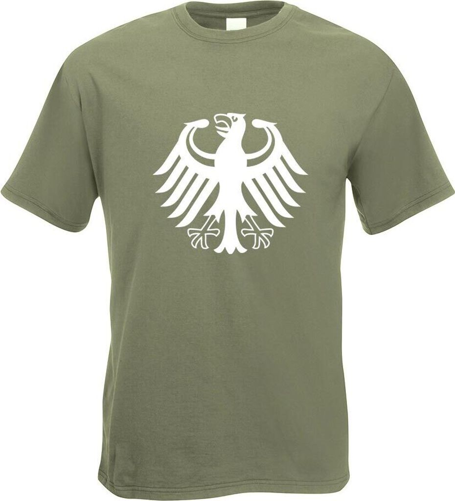 Kiwistar - T-Shirt - Olive - Bundeswappen Deutschlands Motiv Bedruckt Funshirt Design Print - mit Motiv Bedruckt - Funshirt Design - Sport - Freize...