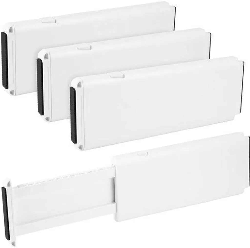 Lot de 4 organiseurs de tiroir blancs réglables et modulables 44 cm