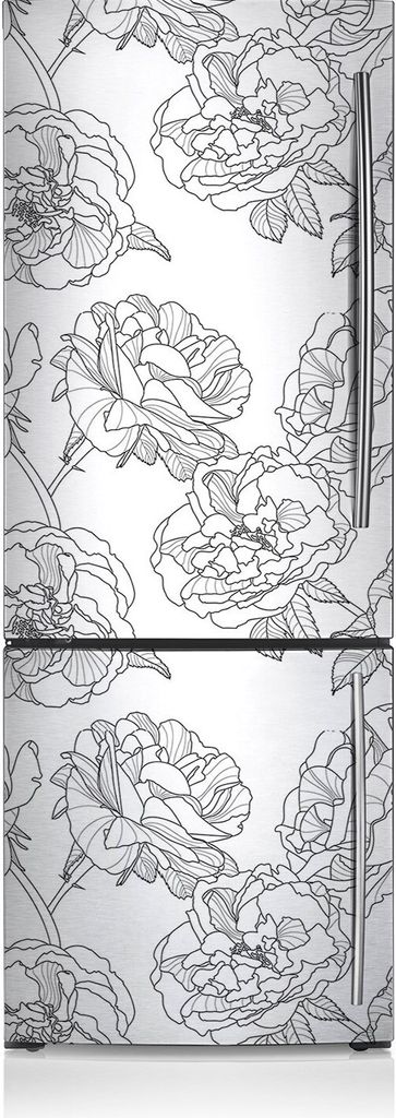 Kühlschrankmagne Kühlschrank Magnetfolie Dekoration 70x190 cm - Gezeichnete Rosen.