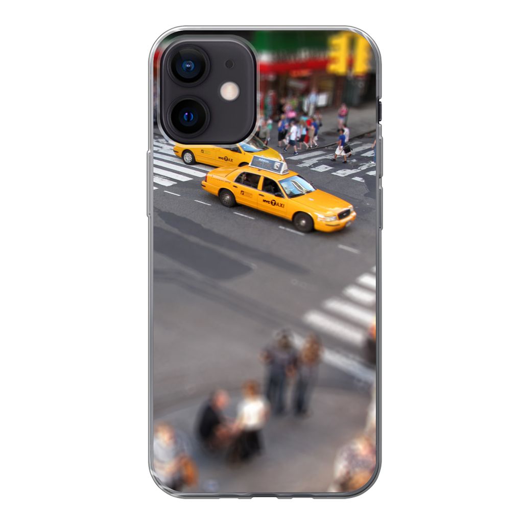 MuchoWow Handyhülle Schutzhülle Hülle für iPhone 12 New York - Amerika - Taxi Silikon Softcase Handy Hülle - Schutzhülle