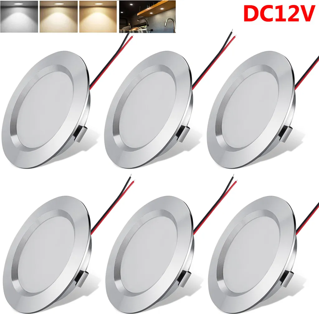6X 3W Led faretto da incasso piatto bianco naturale 12V Faretti Led Faretti da soffitto Luce da incasso Faretti da soffitto argento per bagno cucina corridoio - 1